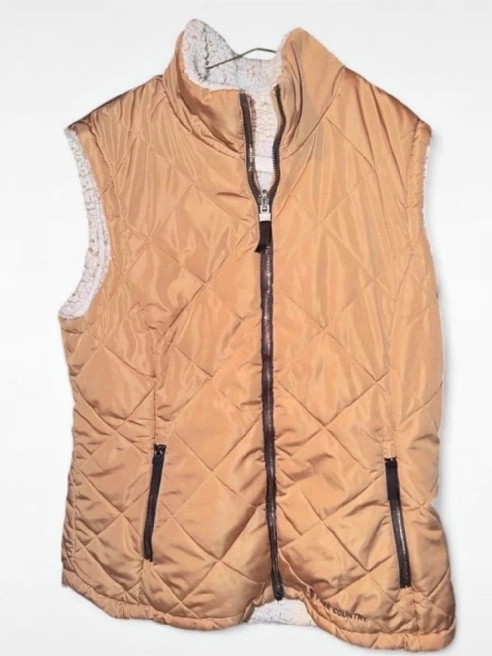 Free Country Diamond Quilted Sherpa Lined Vest - Brown